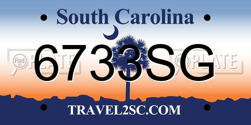 6733SG South Carolina License Plate