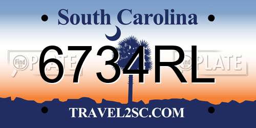 6734RL South Carolina License Plate