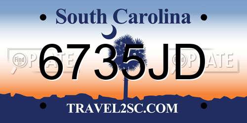 6735JD South Carolina License Plate