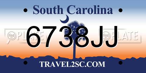 6738JJ South Carolina License Plate