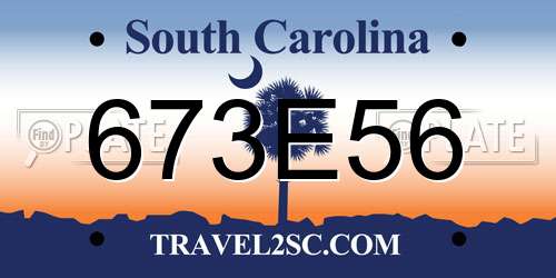 673E56 South Carolina License Plate