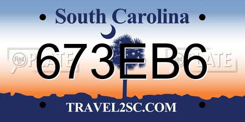 673EB6 South Carolina License Plate