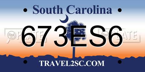 673ES6 South Carolina License Plate