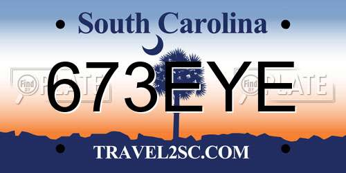 673EYE South Carolina License Plate
