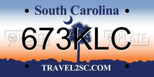 673KLC South Carolina License Plate