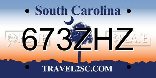 673ZHZ South Carolina License Plate
