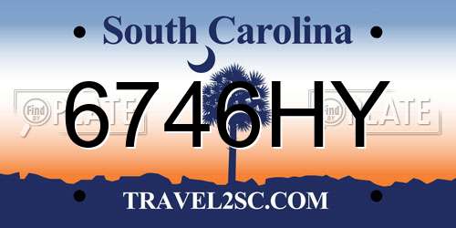 6746HY South Carolina License Plate
