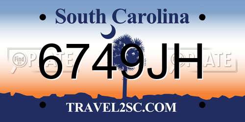 6749JH South Carolina License Plate