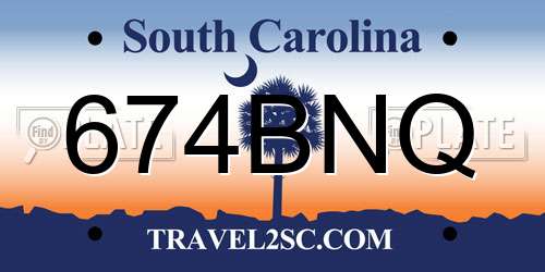 674BNQ South Carolina License Plate