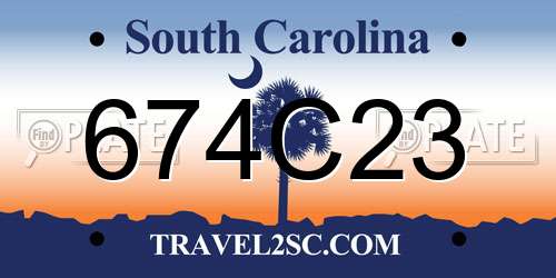 674C23 South Carolina License Plate