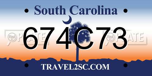 674C73 South Carolina License Plate