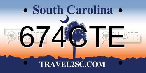 674CTE South Carolina License Plate