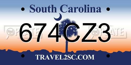 674CZ3 South Carolina License Plate