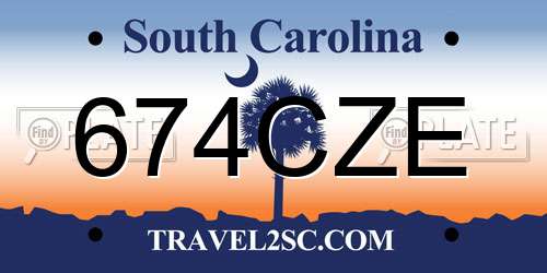 674CZE South Carolina License Plate