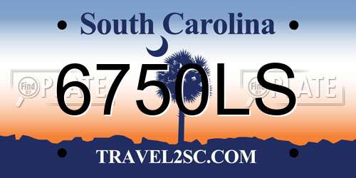 6750LS South Carolina License Plate