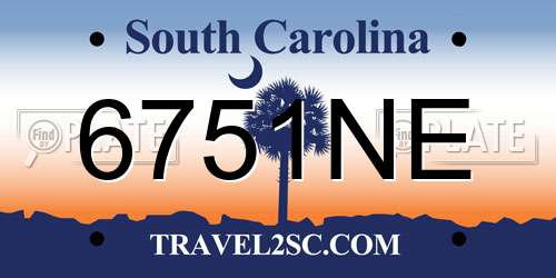 6751NE South Carolina License Plate