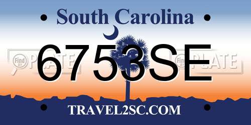 6753SE South Carolina License Plate