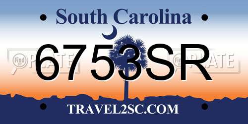 6753SR South Carolina License Plate