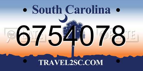 6754078 South Carolina License Plate