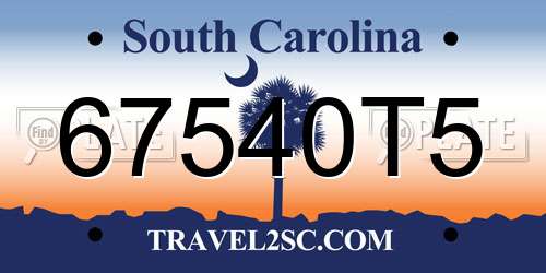 67540T5 South Carolina License Plate