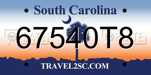67540T8 South Carolina License Plate