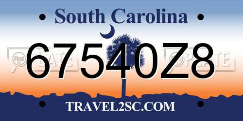 67540Z8 South Carolina License Plate