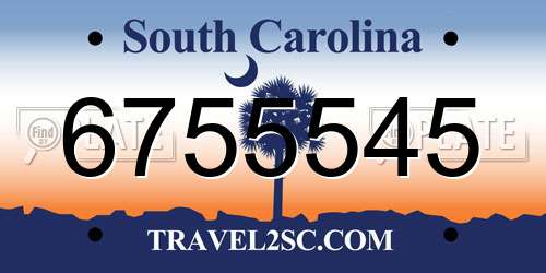 6755545 South Carolina License Plate