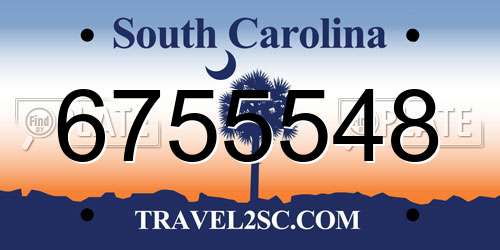 6755548 South Carolina License Plate