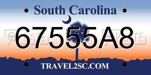 67555A8 South Carolina License Plate