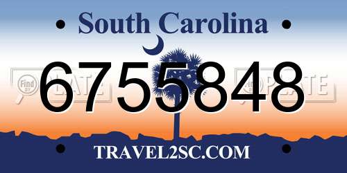 6755848 South Carolina License Plate