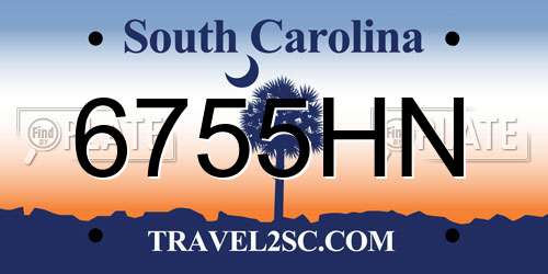 6755HN South Carolina License Plate