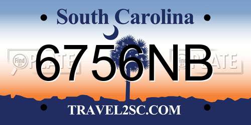 6756NB South Carolina License Plate