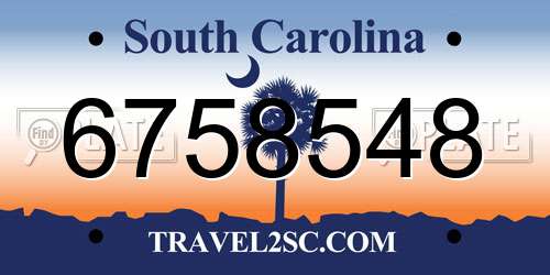 6758548 South Carolina License Plate