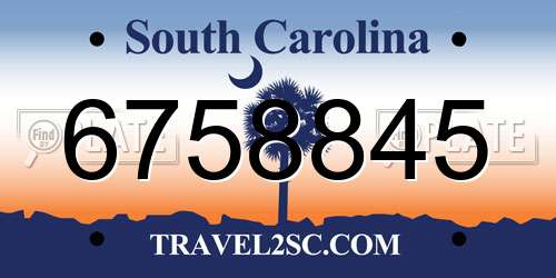 6758845 South Carolina License Plate