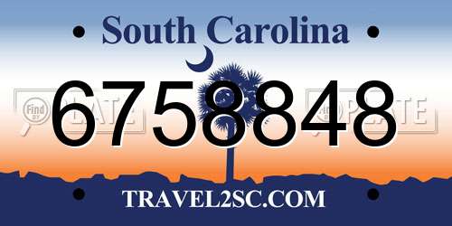 6758848 South Carolina License Plate