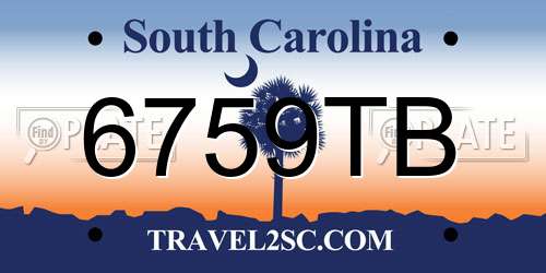 6759TB South Carolina License Plate