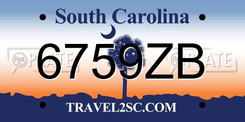 6759ZB South Carolina License Plate