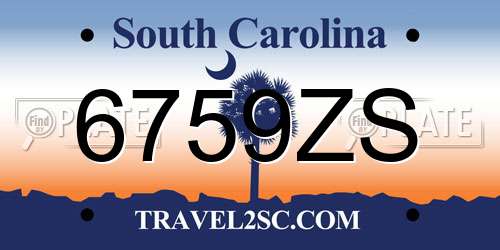 6759ZS South Carolina License Plate