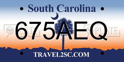 675AEQ South Carolina License Plate