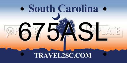 675ASL South Carolina License Plate