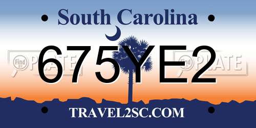 675YE2 South Carolina License Plate