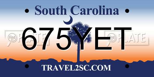 675YET South Carolina License Plate