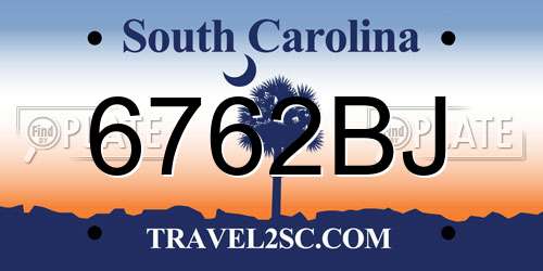 6762BJ South Carolina License Plate