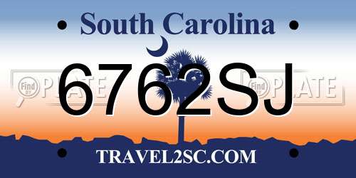 6762SJ South Carolina License Plate