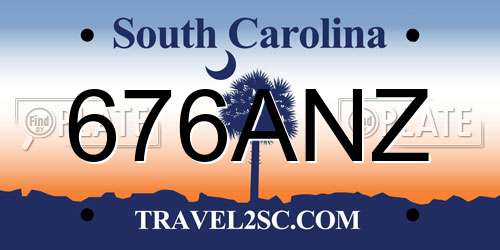 676ANZ South Carolina License Plate