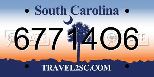 67714O6 South Carolina License Plate