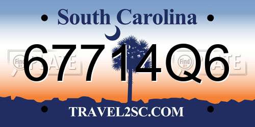 67714Q6 South Carolina License Plate