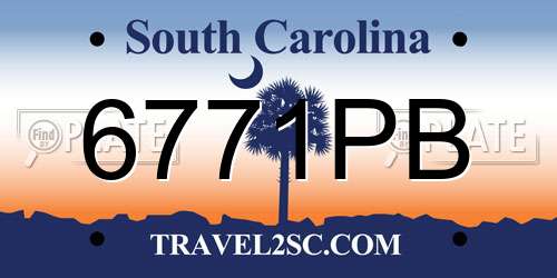 6771PB South Carolina License Plate