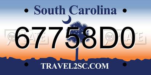 67758D0 South Carolina License Plate