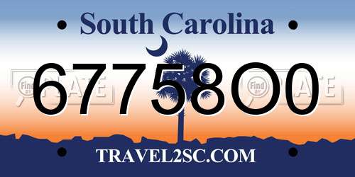 67758O0 South Carolina License Plate